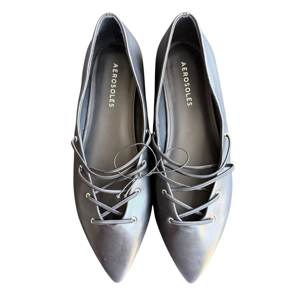 Aerosoles Diletta Black Lace Up Pointed Toe Flats Shoes Womens Size 7.5 M NEW - Picture 12 of 12